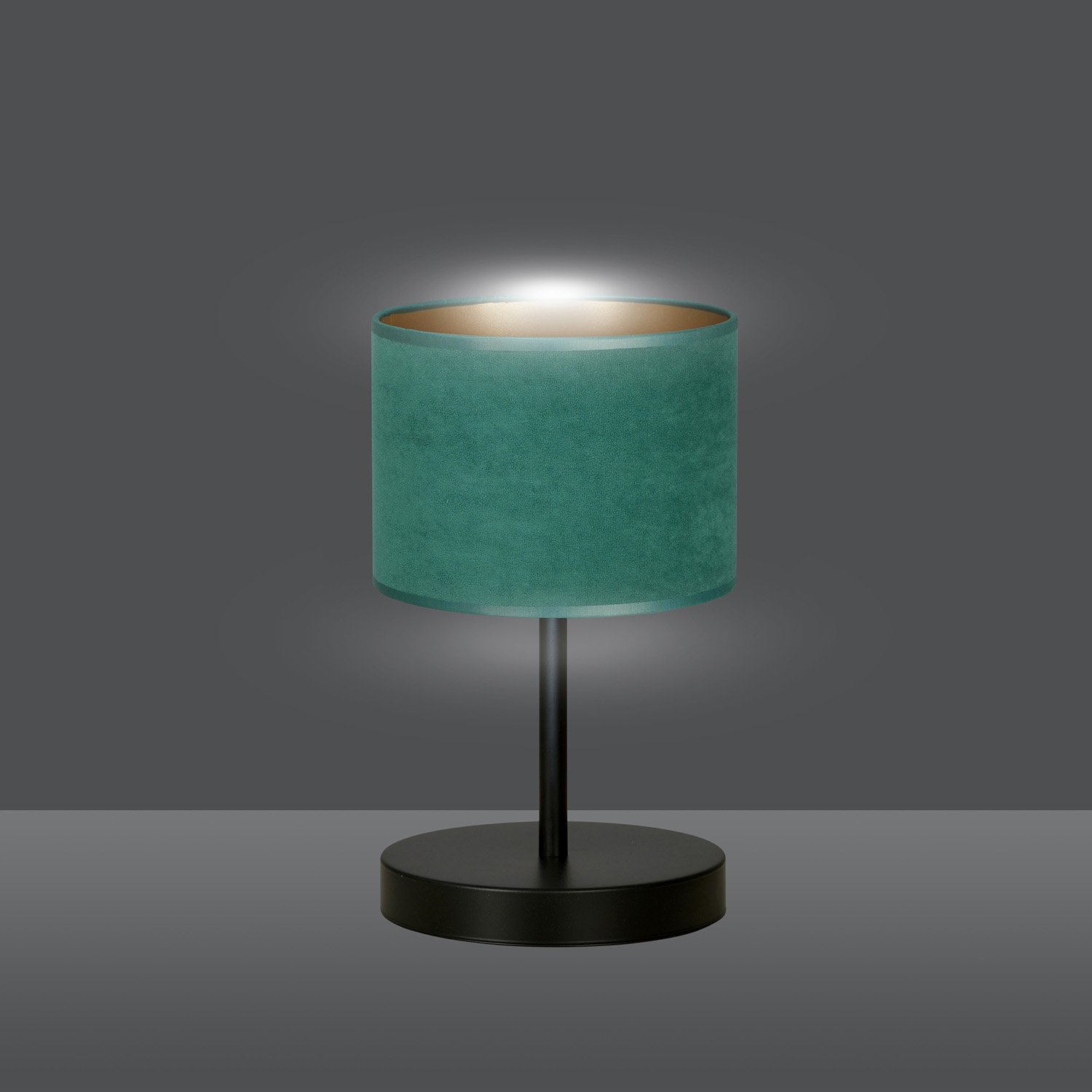 Lampada Da Tavolo 1 Luce Vinayaka Acciaio Nero E Paralume In Tessuto Verde 1051/LN1