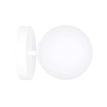 Applique A 1 Luce Mahadeva In Acciaio Bianco E Sfera In Vetro Bianco