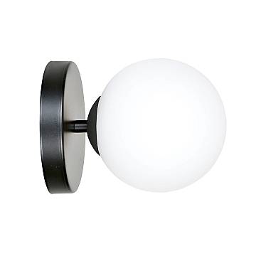 Applique A 1 Luce Mahadeva In Acciaio Nero E Sfera In Vetro Bianco