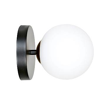 Applique A 1 Luce Narayana In Acciaio Nero E Sfera In Vetro Bianco E Oro