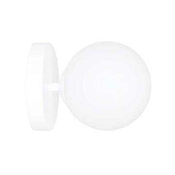 Applique A 1 Luce Hallador In Acciaio Bianco E Sfera In Vetro Opalino