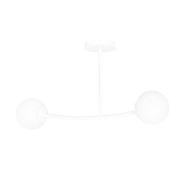 Plafoniera Contemporaneo Ramachandra Acciaio Bianco 2 Luci E14 Plafoniera Contemporaneo Ramachandra Acciaio Bianco 2 Luci E14