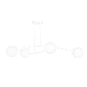 Plafoniera Contemporaneo Ramachandra Acciaio Bianco 4 Luci E14 Plafoniera Contemporaneo Ramachandra Acciaio Bianco 4 Luci E14