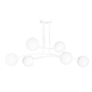 Plafoniera Contemporaneo Ramachandra Acciaio Bianco 6 Luci E14 Plafoniera Contemporaneo Ramachandra Acciaio Bianco 6 Luci E14