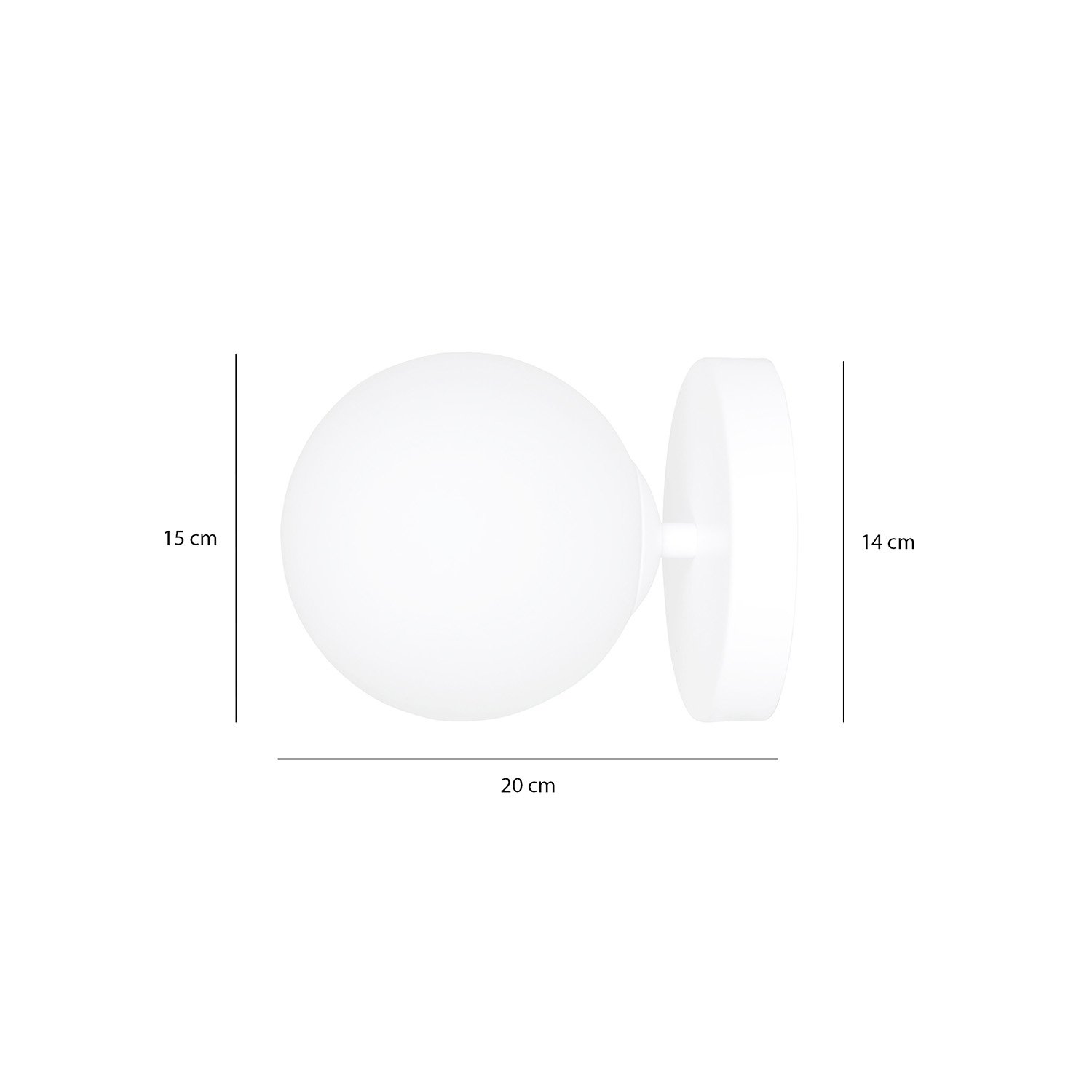 Applique 1 Luce Ramachandra Acciaio Bianco A Bracci E Sfera In Vetro Opalino 1031/K1