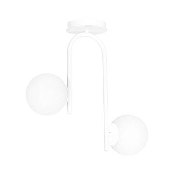 Lampadario 2 Luci Ramachandra Acciaio Bianco A Bracci E Sfere In Vetro Opalino Lampadario 2 Luci Ramachandra Acciaio Bianco A Bracci E Sfere In Vetro Opalino