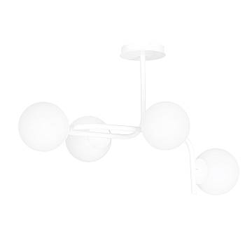 Lampadario 4 Luci Ramachandra Acciaio Bianco A Bracci Curvi Sfere Vetro Opalino Lampadario 4 Luci Ramachandra Acciaio Bianco A Bracci Curvi Sfere Vetro Opalino