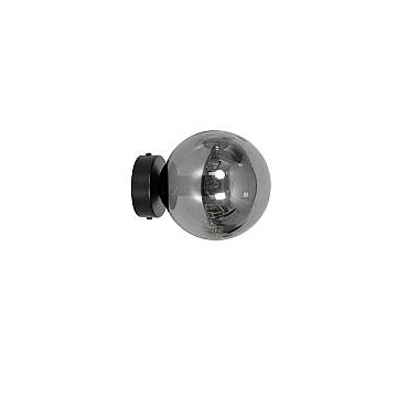 Applique 1 Luce Sharada In Acciaio Nero E Sfera In Vetro Fumè