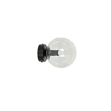 Applique 1 Luce Sharada In Acciaio Nero E Sfera In Vetro Trasparente