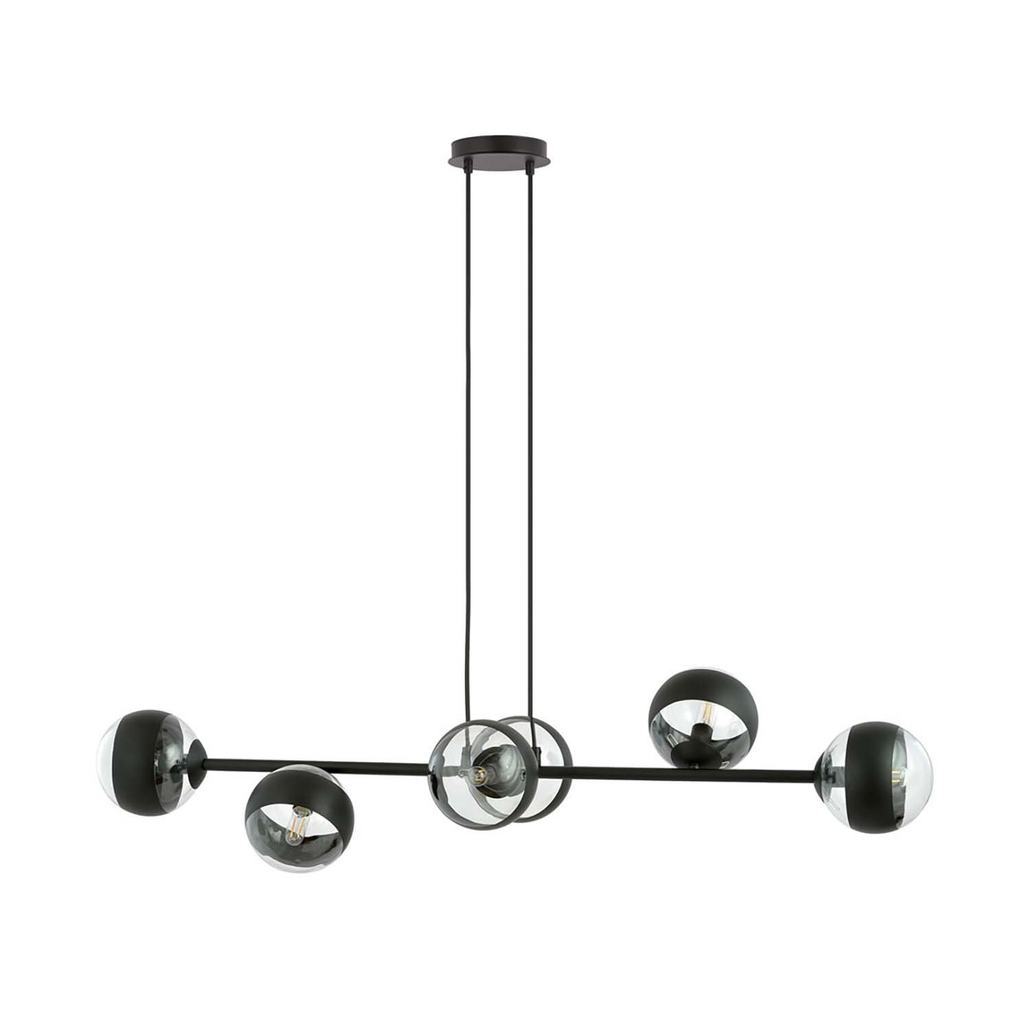 Lampadario Contemporaneo Su Acciaio Nero 6 Luci E14 1229/6