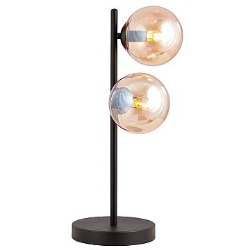 Lampade Da Scrivania Minimal Sharada Acciaio Nero Ambra 2 Luci E14