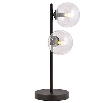 Lampade Scrivania Minimal Sharada Acciaio Nero Trasparente 2 Luci E14