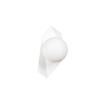Applique Moderna 1 Luce Sharada Acciaio Bianco E Sfera Vetro Opalino