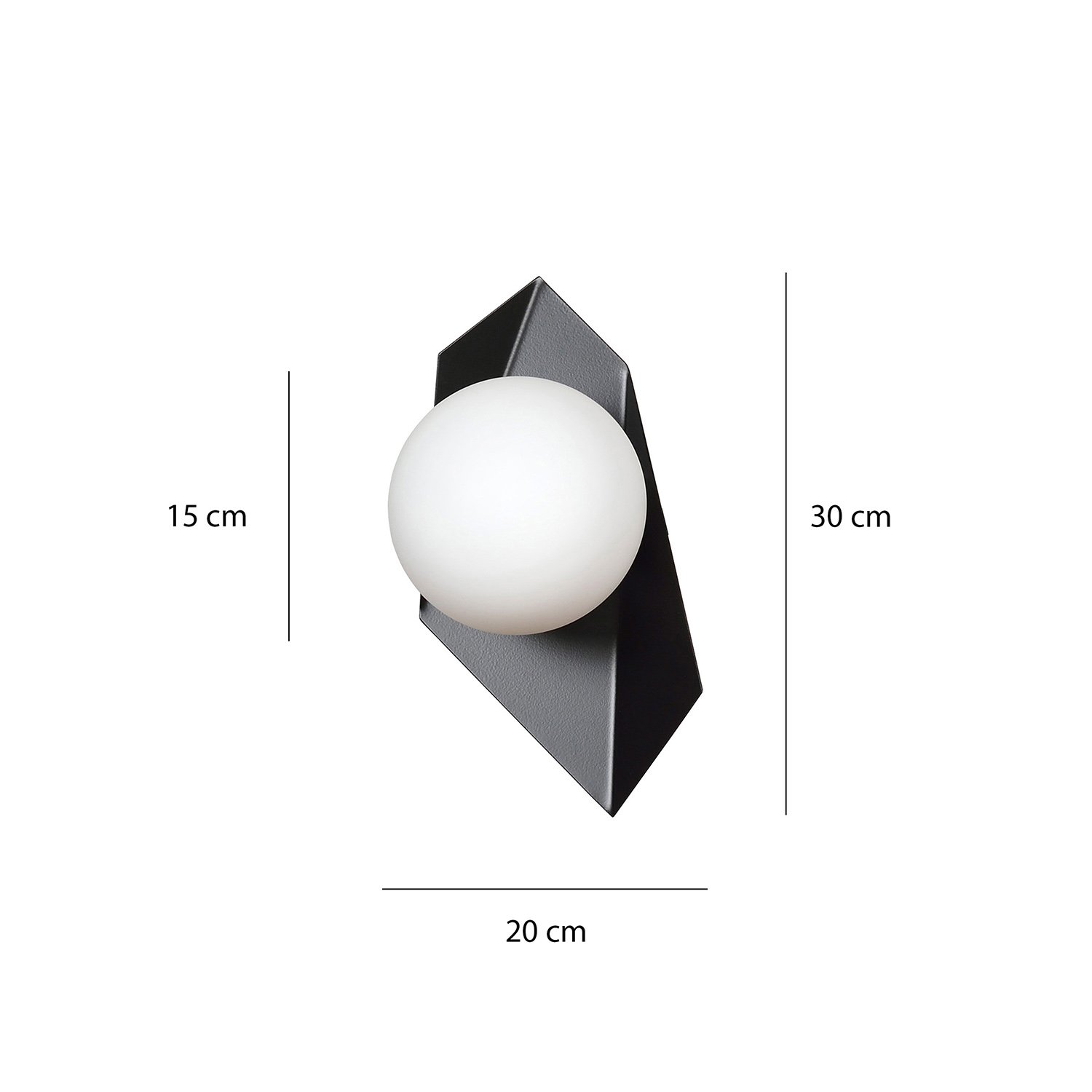Applique Moderna 1 Luce Sharada In Acciaio Nero E Sfera Vetro Opalino 636/K1