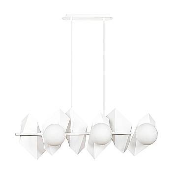 Lampadario Minimal Sharada Acciaio Bianco 6 Luci E14