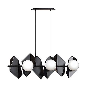Lampadario Minimal Sharada Acciaio Nero 6 Luci E14