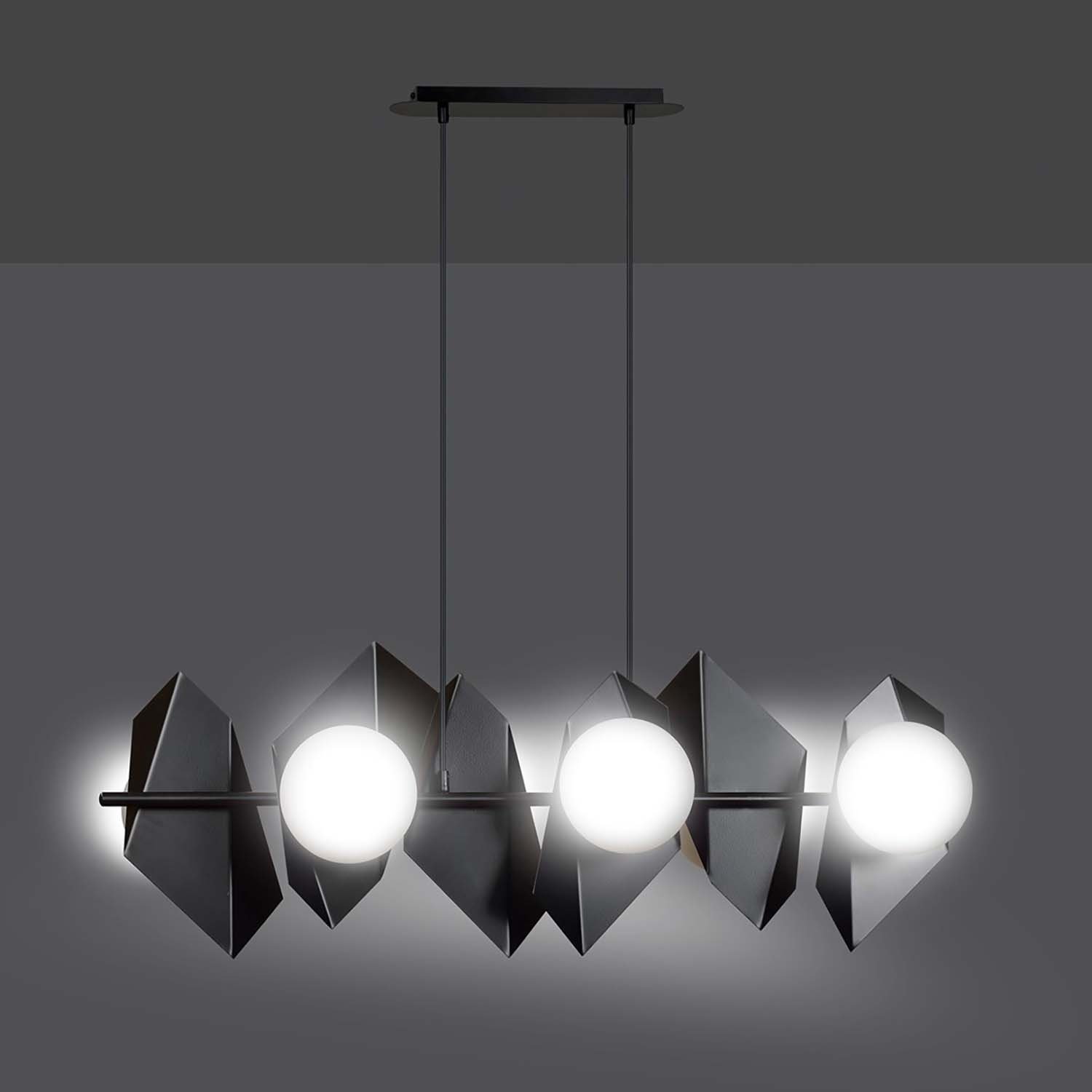 Lampadario Minimal Sharada Acciaio Nero 6 Luci E14 636/6