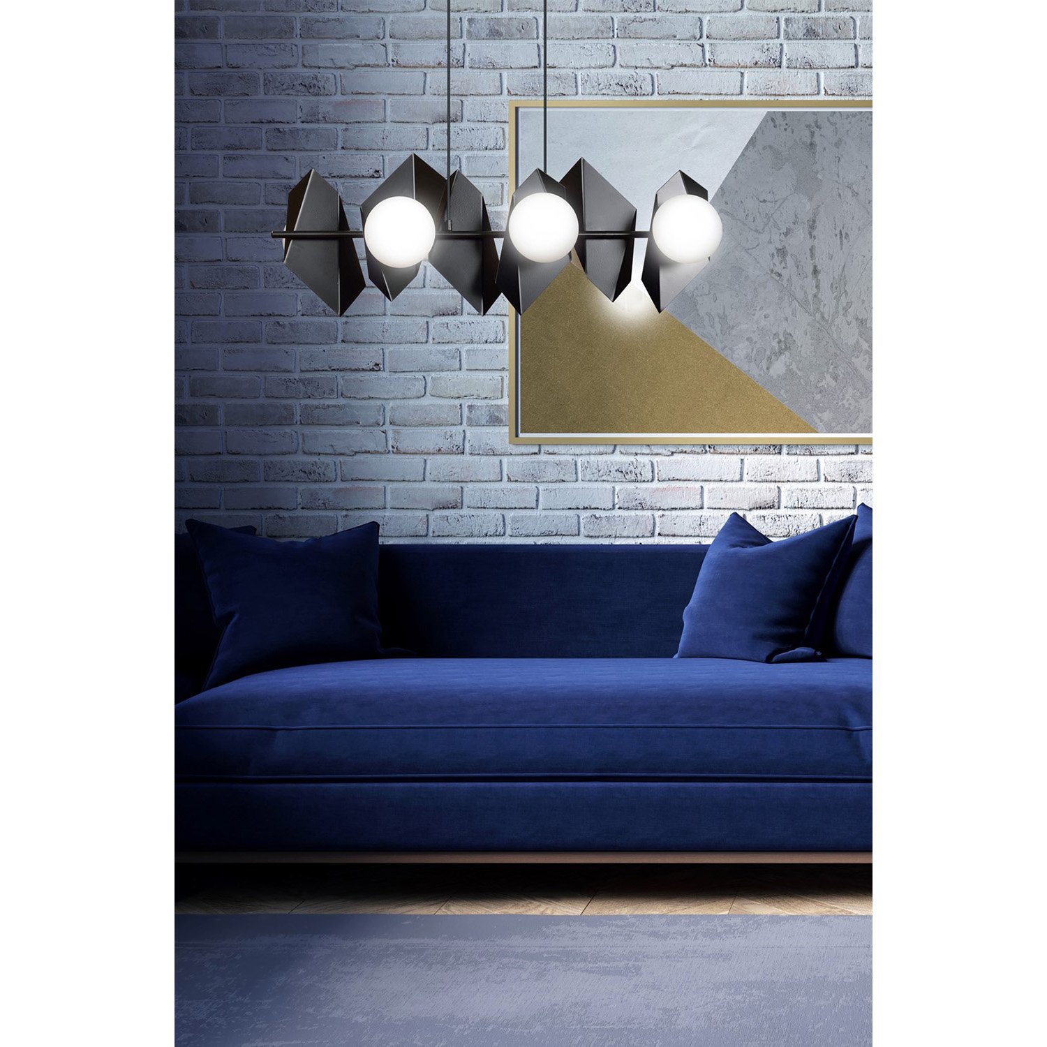 Lampadario Minimal Sharada Acciaio Nero 6 Luci E14 636/6