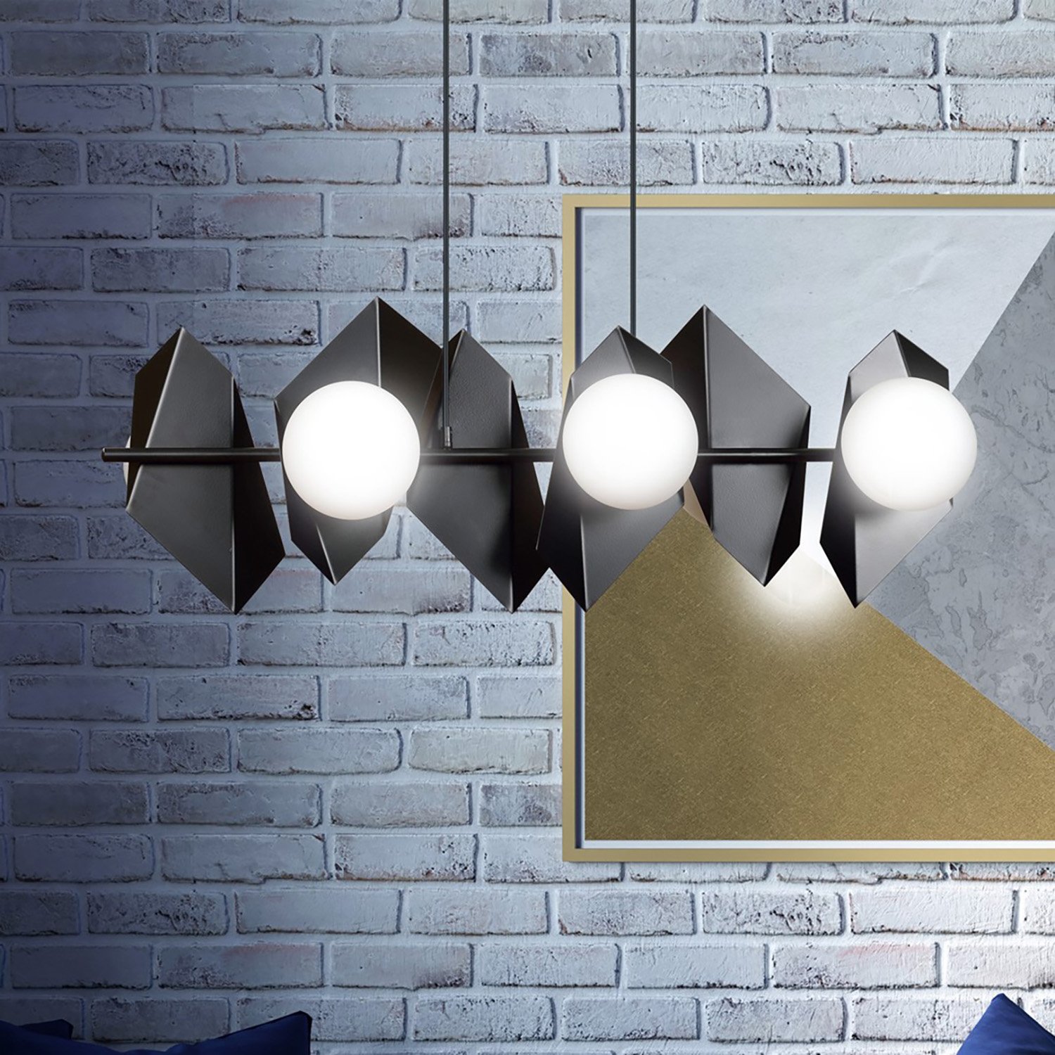 Lampadario Minimal Sharada Acciaio Nero 6 Luci E14 636/6