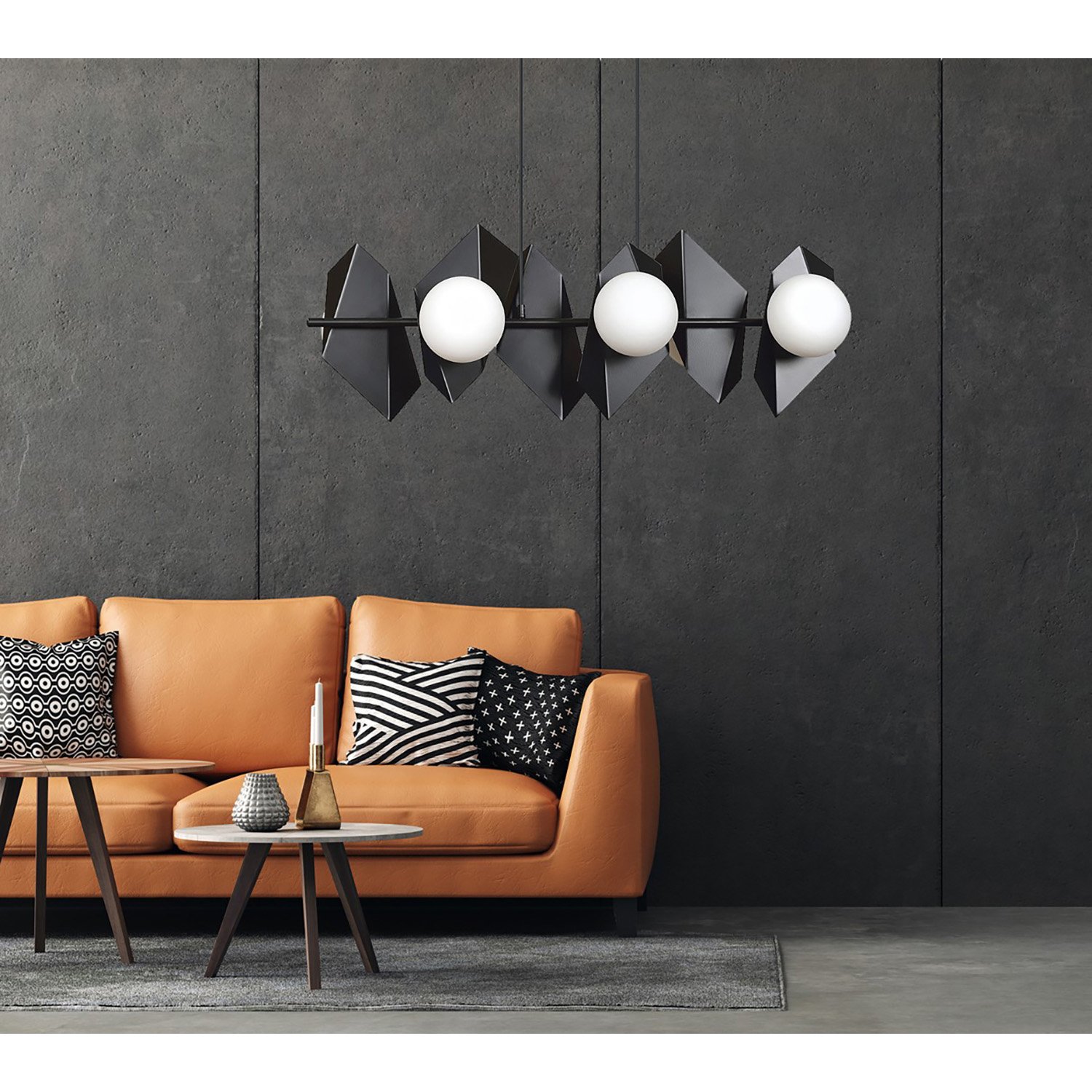 Lampadario Minimal Sharada Acciaio Nero 6 Luci E14 636/6
