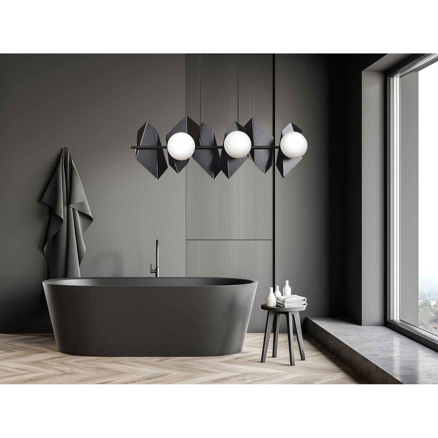 Lampadario Minimal Sharada Acciaio Nero 6 Luci E14 636/6