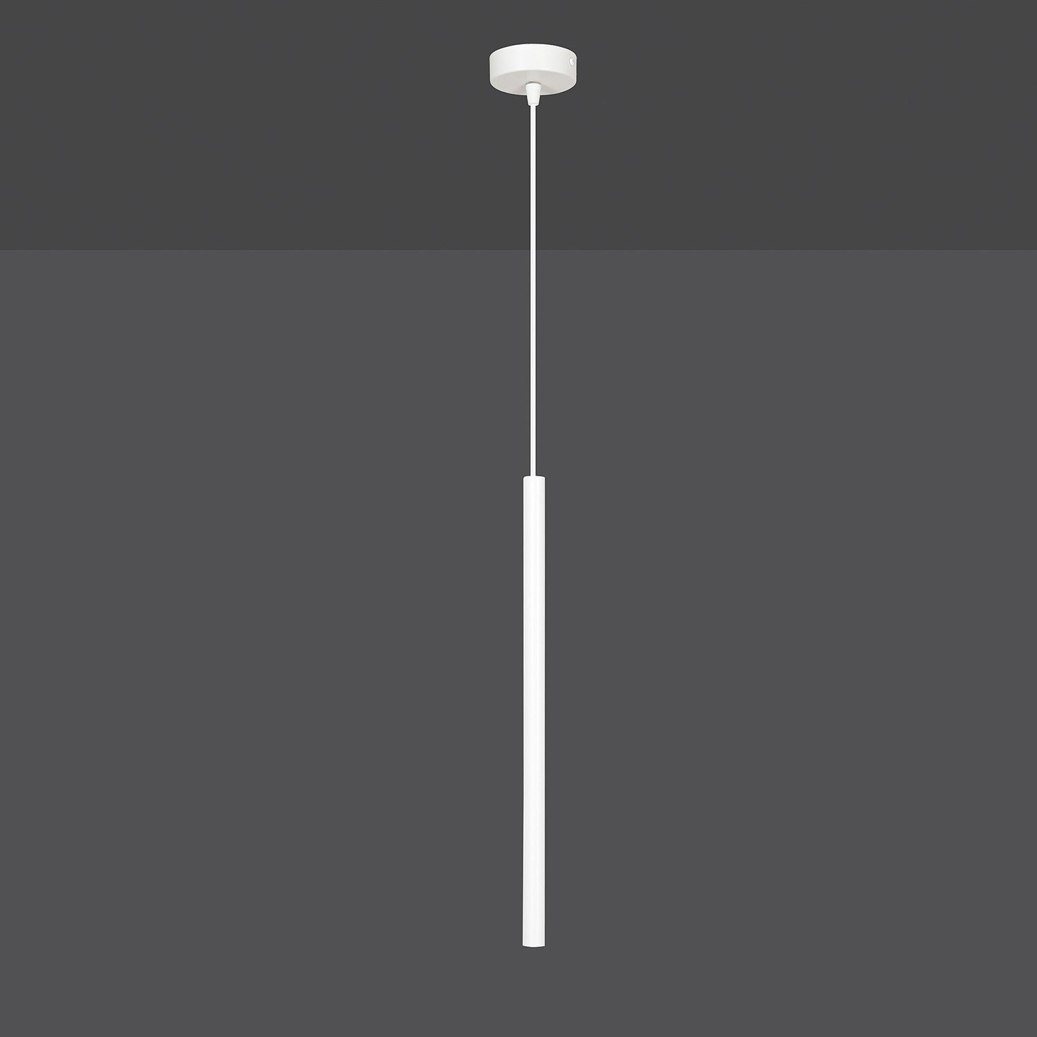 Lampadario 1 Luce Moderno Tsukiyomi Acciaio Bianco E Paralume A Cilindro Sottile 553/1