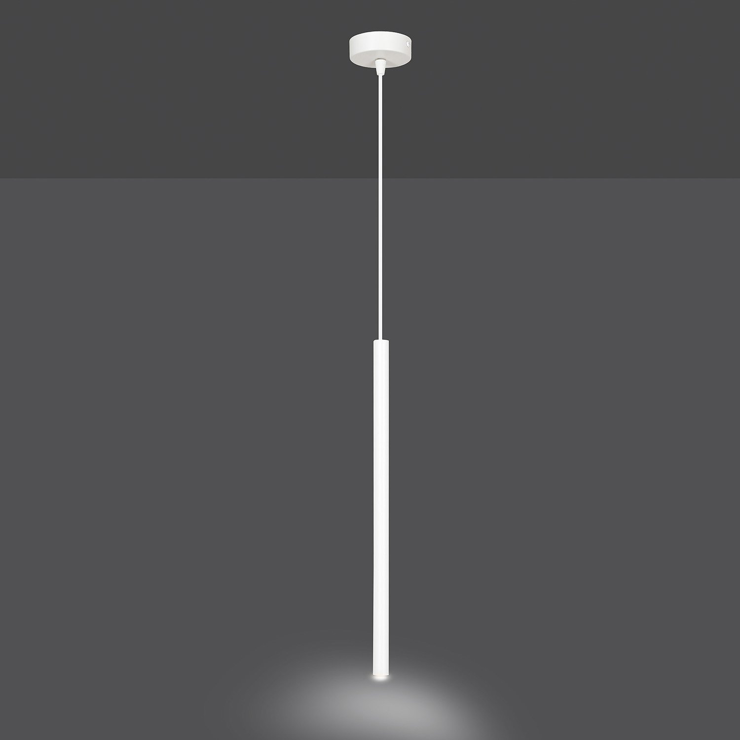 Lampadario 1 Luce Moderno Tsukiyomi Acciaio Bianco E Paralume A Cilindro Sottile 553/1