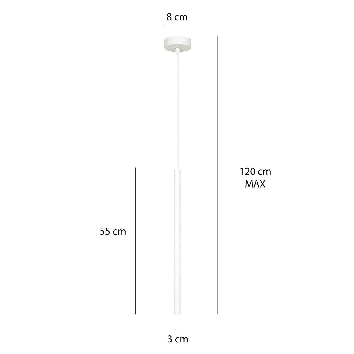 Lampadario 1 Luce Moderno Tsukiyomi Acciaio Bianco E Paralume A Cilindro Sottile 553/1