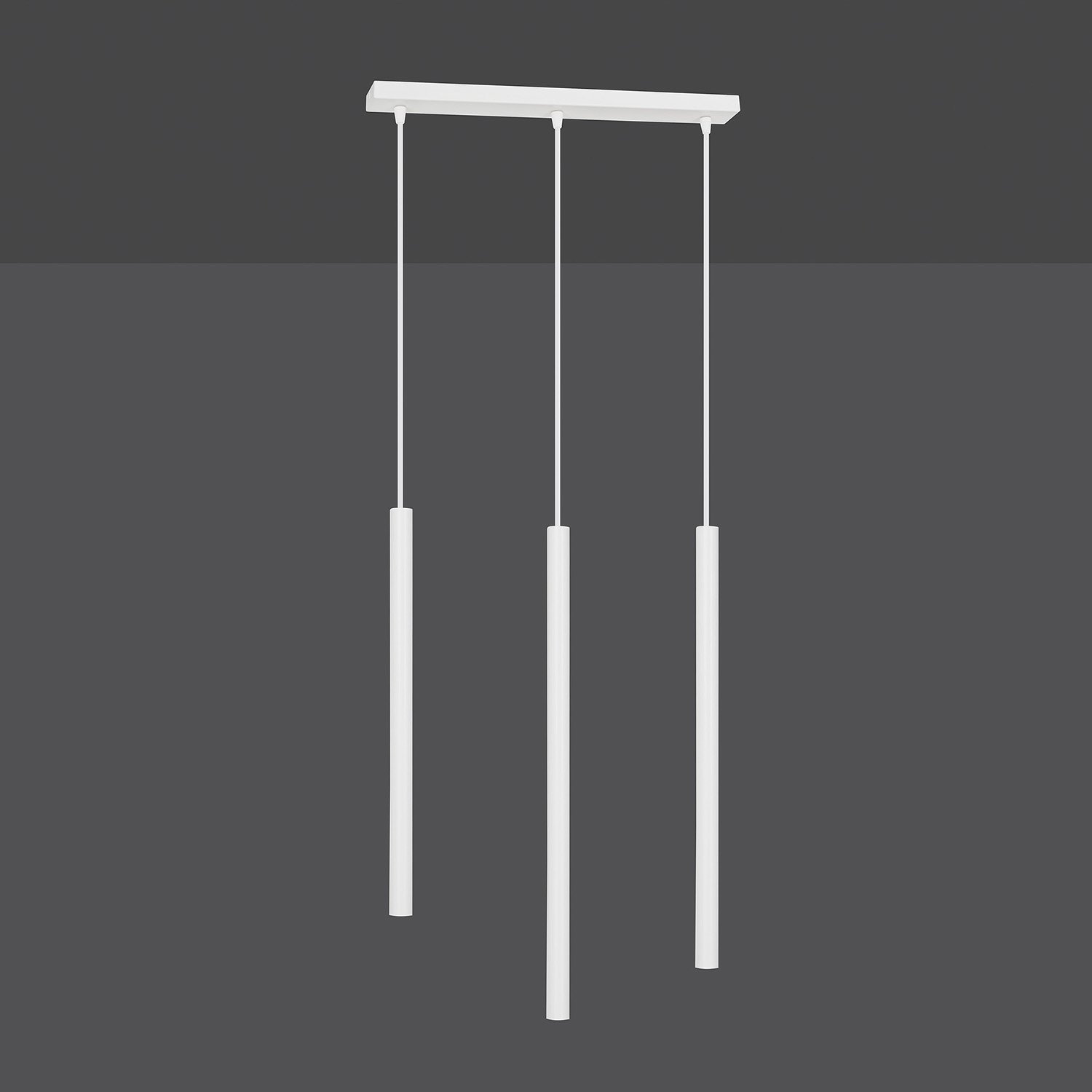 Lampadario 3 Luci Moderno Tsukiyomi Acciaio Bianco E Paralumi A Cilindri Sottili 553/3