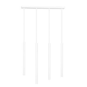 Lampadario 4 Luci Moderno Tsukiyomi Acciaio Bianco E Paralumi A Cilindri Sottili Lampadario 4 Luci Moderno Tsukiyomi Acciaio Bianco E Paralumi A Cilindri Sottili
