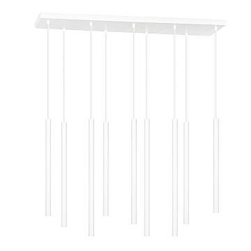 Lampadario 9 Luci Moderno Tsukiyomi Acciaio Bianco E Paralumi A Cilindri Sottili Lampadario 9 Luci Moderno Tsukiyomi Acciaio Bianco E Paralumi A Cilindri Sottili