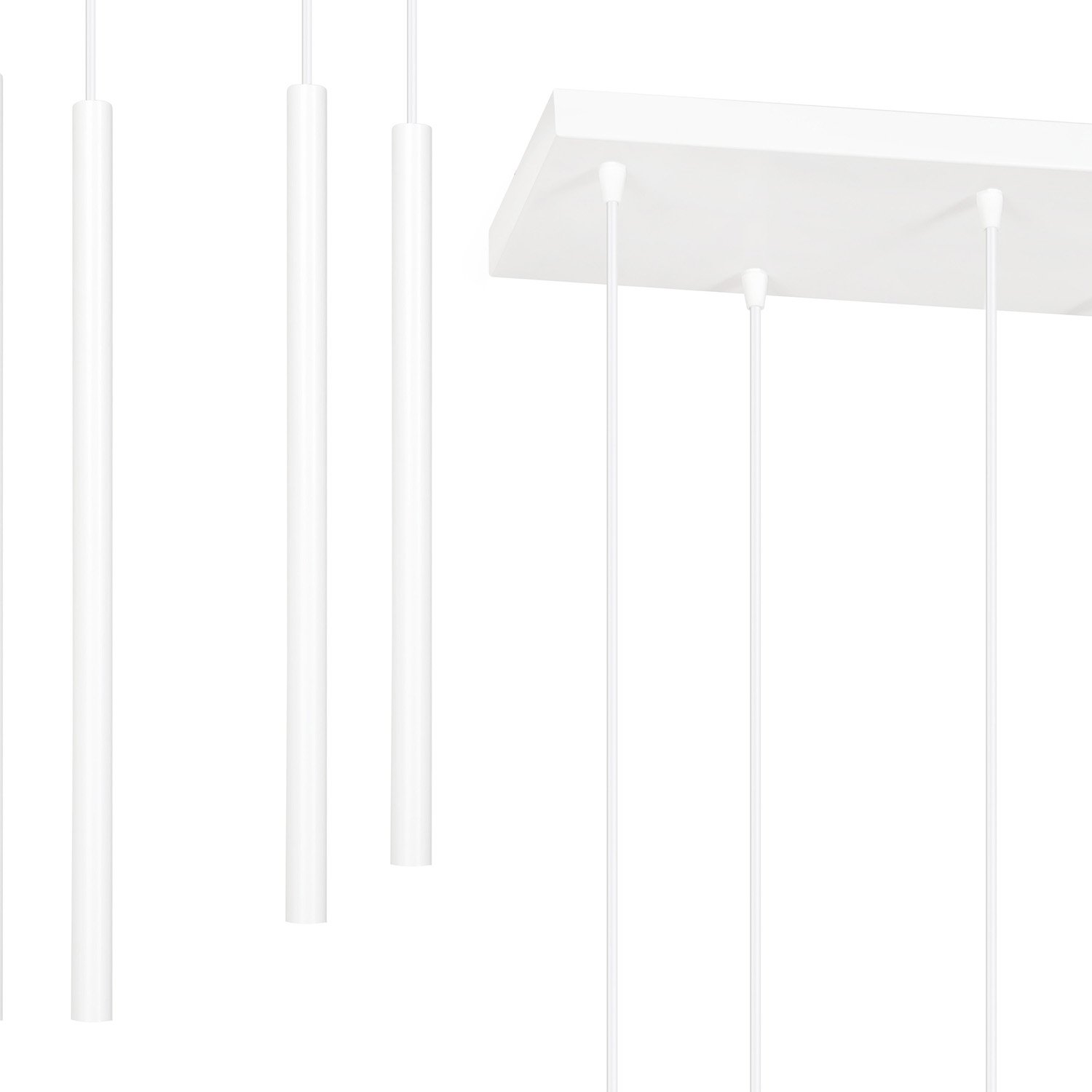 Lampadario 9 Luci Moderno Tsukiyomi Acciaio Bianco E Paralumi A Cilindri Sottili 553/9