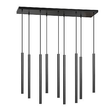 Lampadario 9 Luci Moderno Tsukiyomi Acciaio Nero E Paralumi A Cilindri Sottili Lampadario 9 Luci Moderno Tsukiyomi Acciaio Nero E Paralumi A Cilindri Sottili