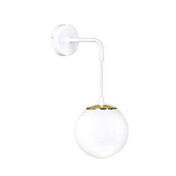Applique Moderna 1 Luce Nu Kua Acciaio Bianco Oro Vetro Sfera Opale