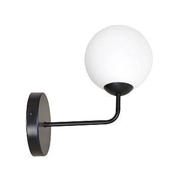 Applique Moderna 1 Luce Wugu In Acciaio Nero E Vetro A Sfera Bianco