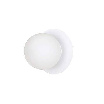 Applique 1 Luce Morigena In Acciaio Bianco E Sfera In Vetro Opalino