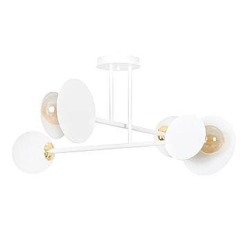 Plafoniera Moderna Morigena Acciaio Bianco 4 Luci E27