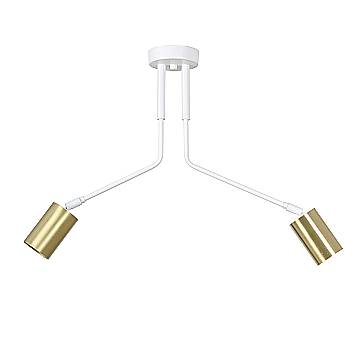 Plafoniera Minimal Morigena Acciaio Bianco 2 Luci Gu10
