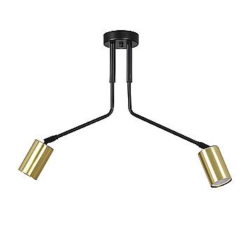 Plafoniera Minimal Morigena Acciaio Nero 2 Luci Gu10
