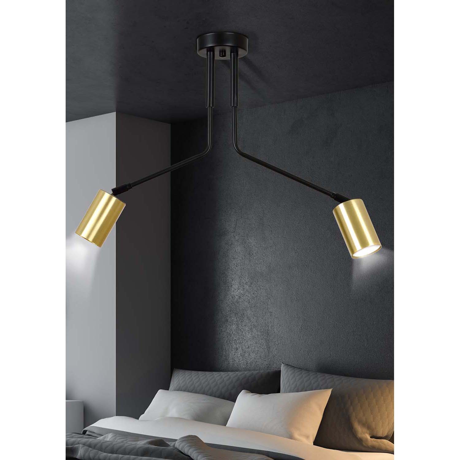 Plafoniera Minimal Morigena Acciaio Nero 2 Luci Gu10 655/2