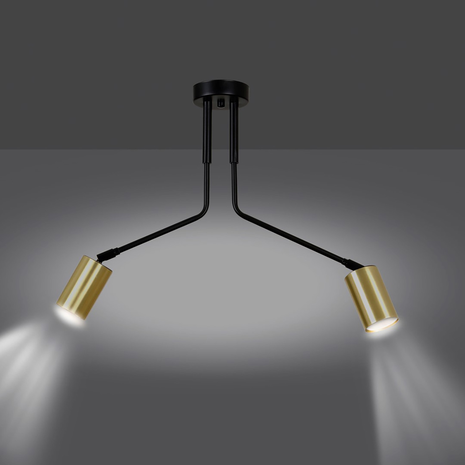 Plafoniera Minimal Morigena Acciaio Nero 2 Luci Gu10 655/2