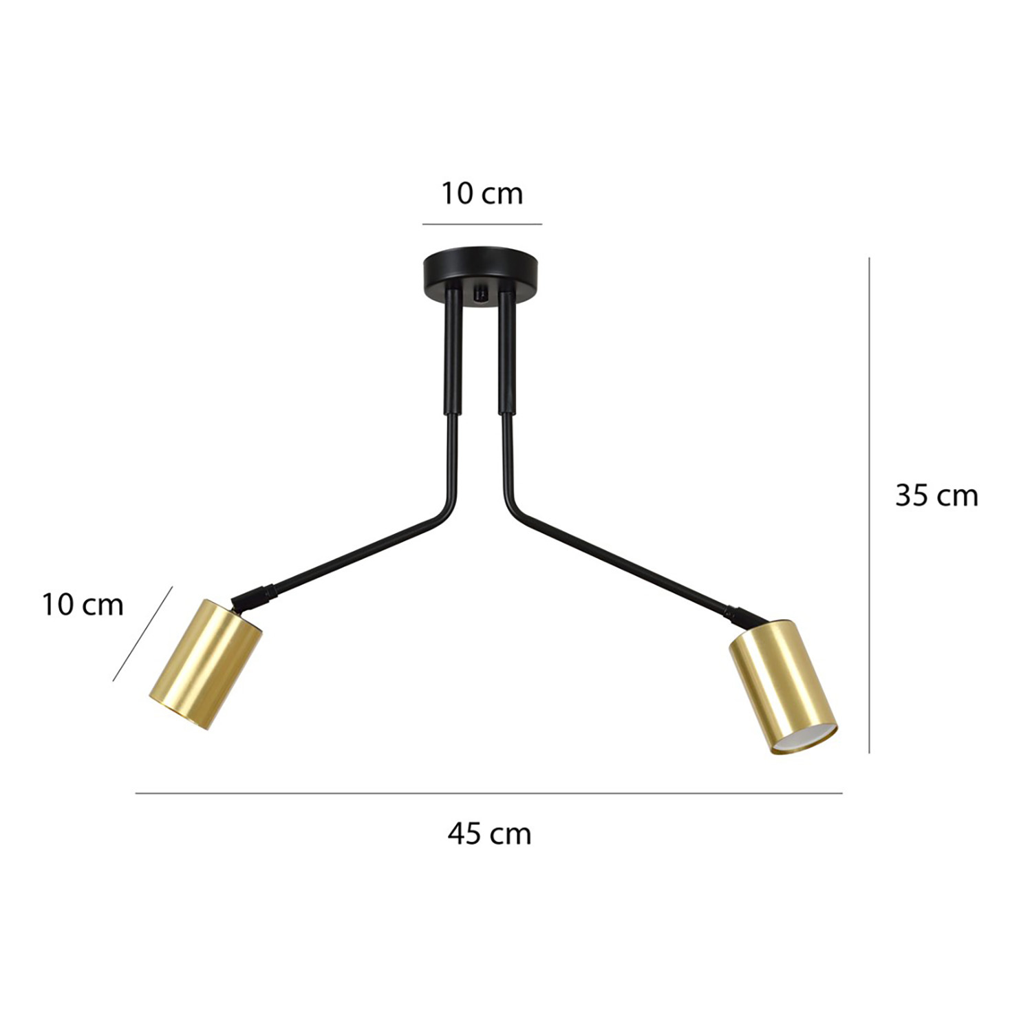 Plafoniera Minimal Morigena Acciaio Nero 2 Luci Gu10 655/2
