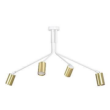 Plafoniera Minimal Morigena Acciaio Bianco 4 Luci Gu10