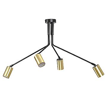 Plafoniera Minimal Morigena Acciaio Nero 4 Luci Gu10
