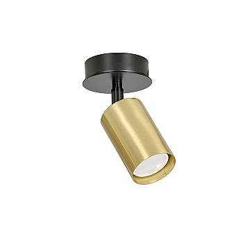 Spot Faretto Moderno Regolabile 1 Luce Kannon A Cilindro In Acciaio Nero E Oro