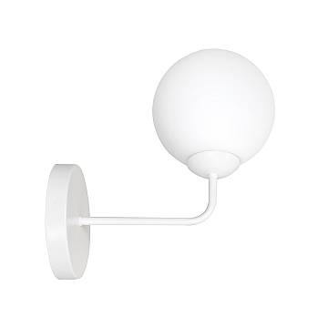 Applique Moderna 1 Luce Michizane In Acciaio Bianco E Sfera In Vetro Opale