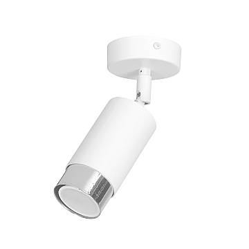 Faretto Orientabile 1 Luce Kore A Cilindro In Acciaio Bianco E Cromo