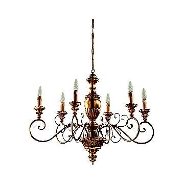 Lampadario In Legno Classico Oro 6 Luci Sparviero