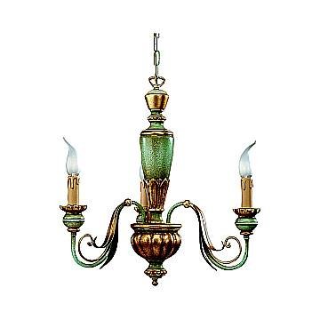 Lampadario In Legno Classico Oro Avorio Verde Arancio 3 Luci Oca