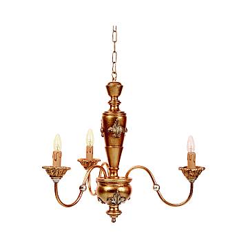 Lampadario In Legno Classico Oro 3 Luci Cigno